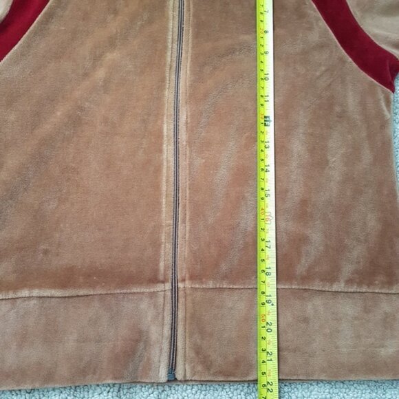 Roots Vintage Velour Front Zip Funnel Neck Sweater Jacket Brown Sz M - Picture 13 of 13